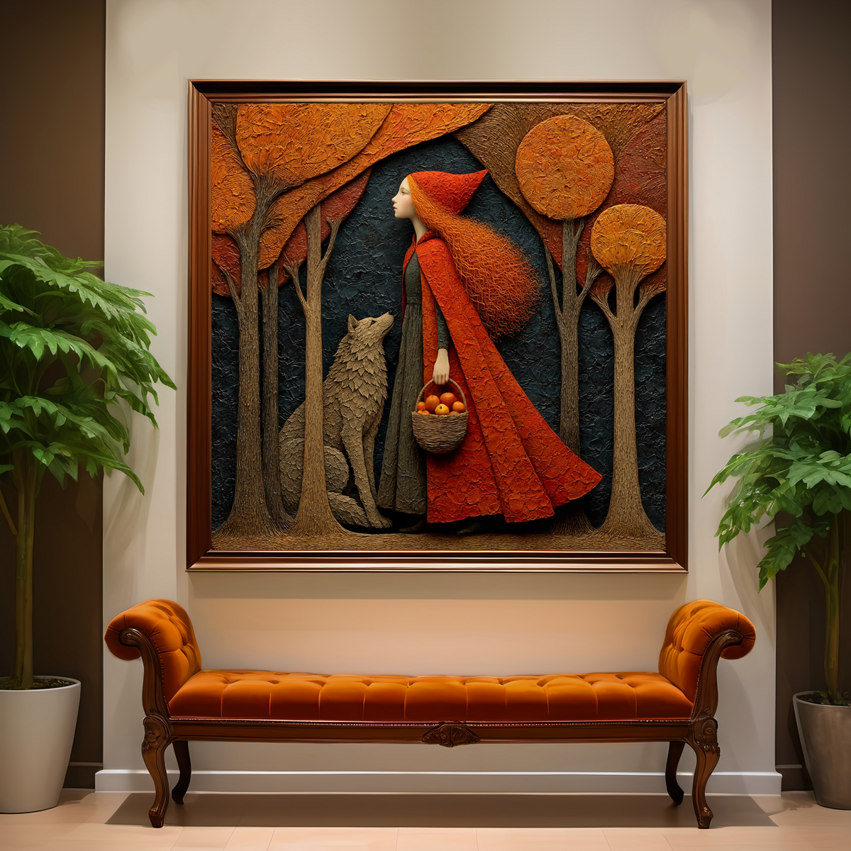 Little Red Riding Hood Wolf Forest Art: Cottagecore Storybook Decor (Digital Download)