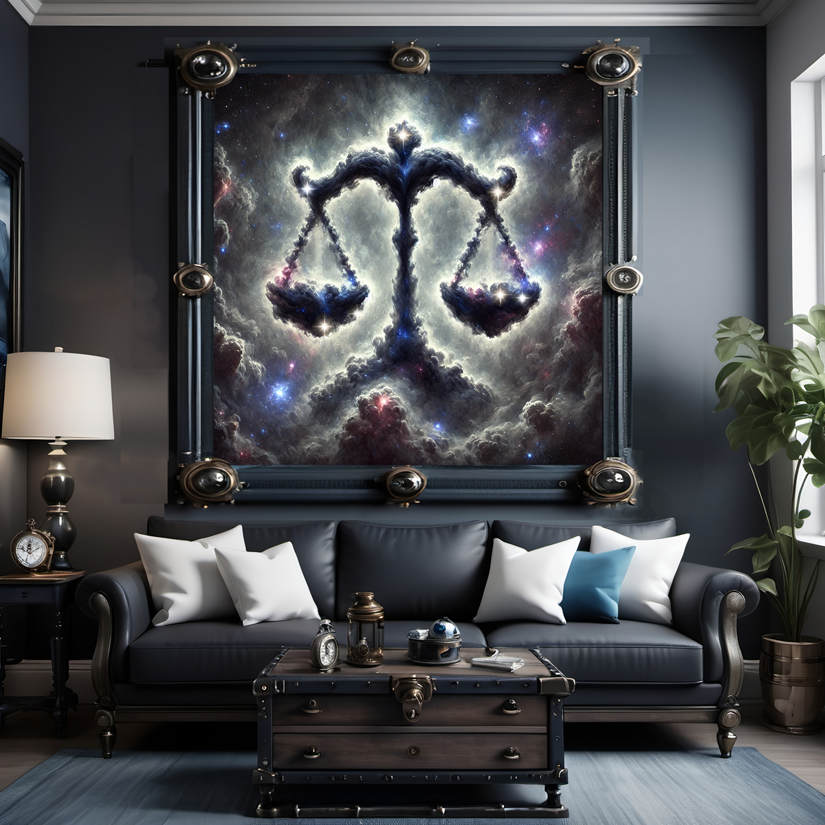 Libra Zodiac Constellation Celestial Scales Fantasy Astrology Wall Art Cosmic Balance Artwork (Digital Download)
