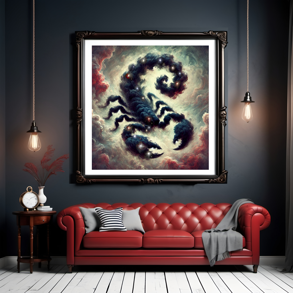Scorpio Zodiac Constellation Celestial Scorpion Fantasy Astrology Wall Art Cosmic Nebula Painting (Digital Download)