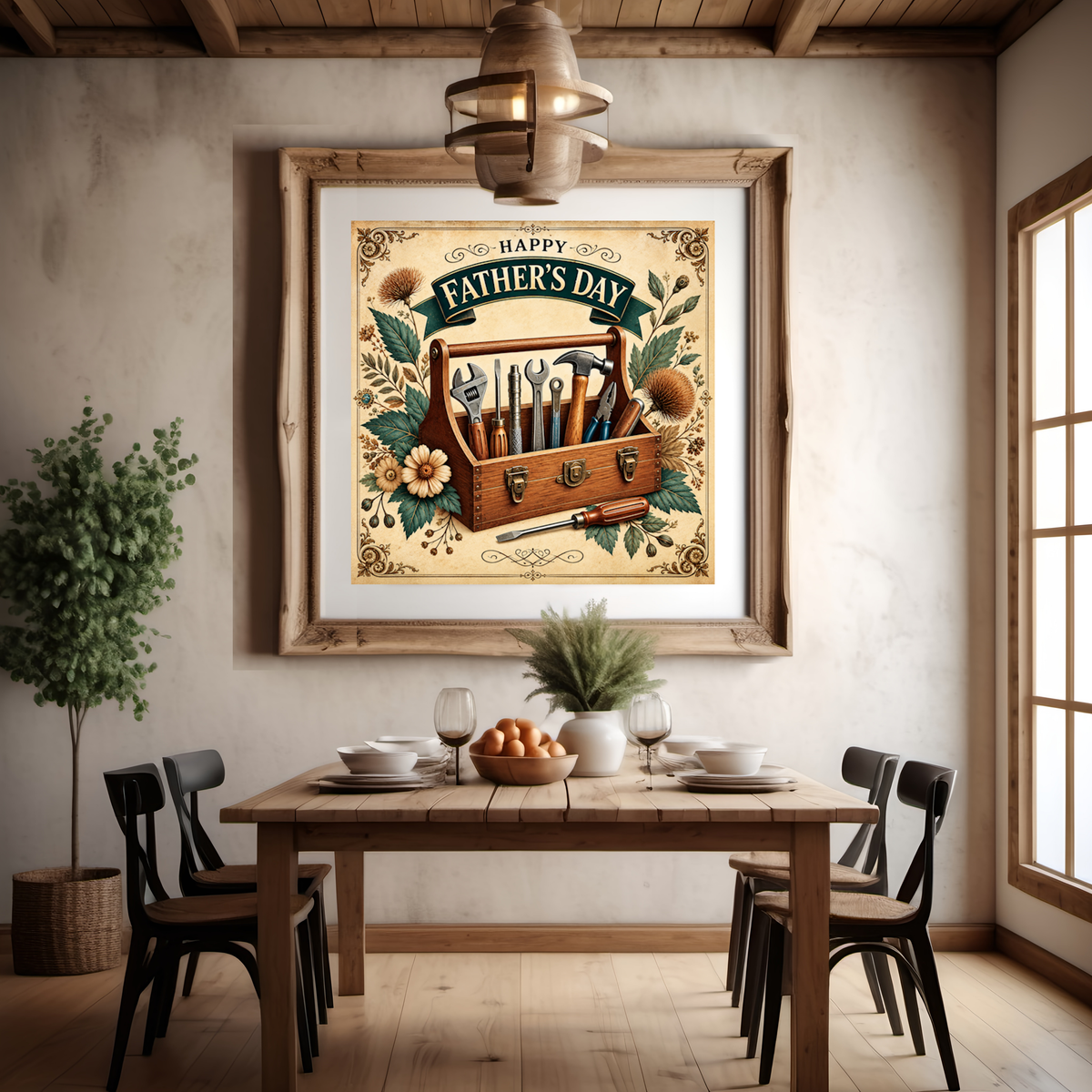 Vintage Father's Day Toolbox Sign: Floral Rustic Wall Art (Digital Download)
