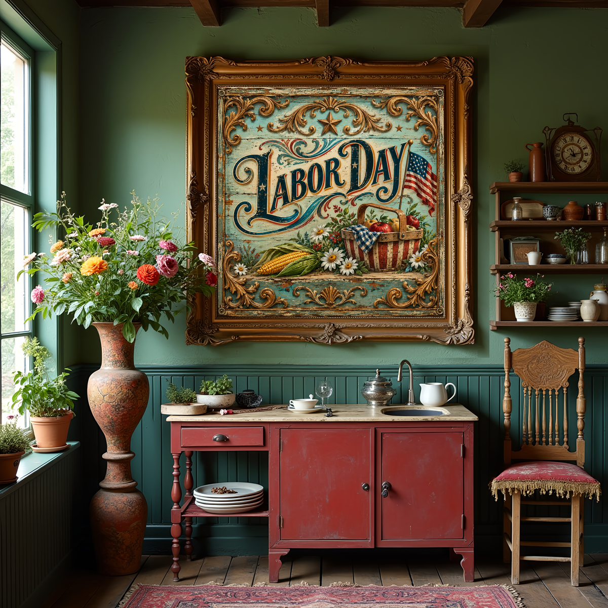 Labor Day Sign Vintage Americana Farmhouse Patriotic Country Harvest Decor (Digital Download)