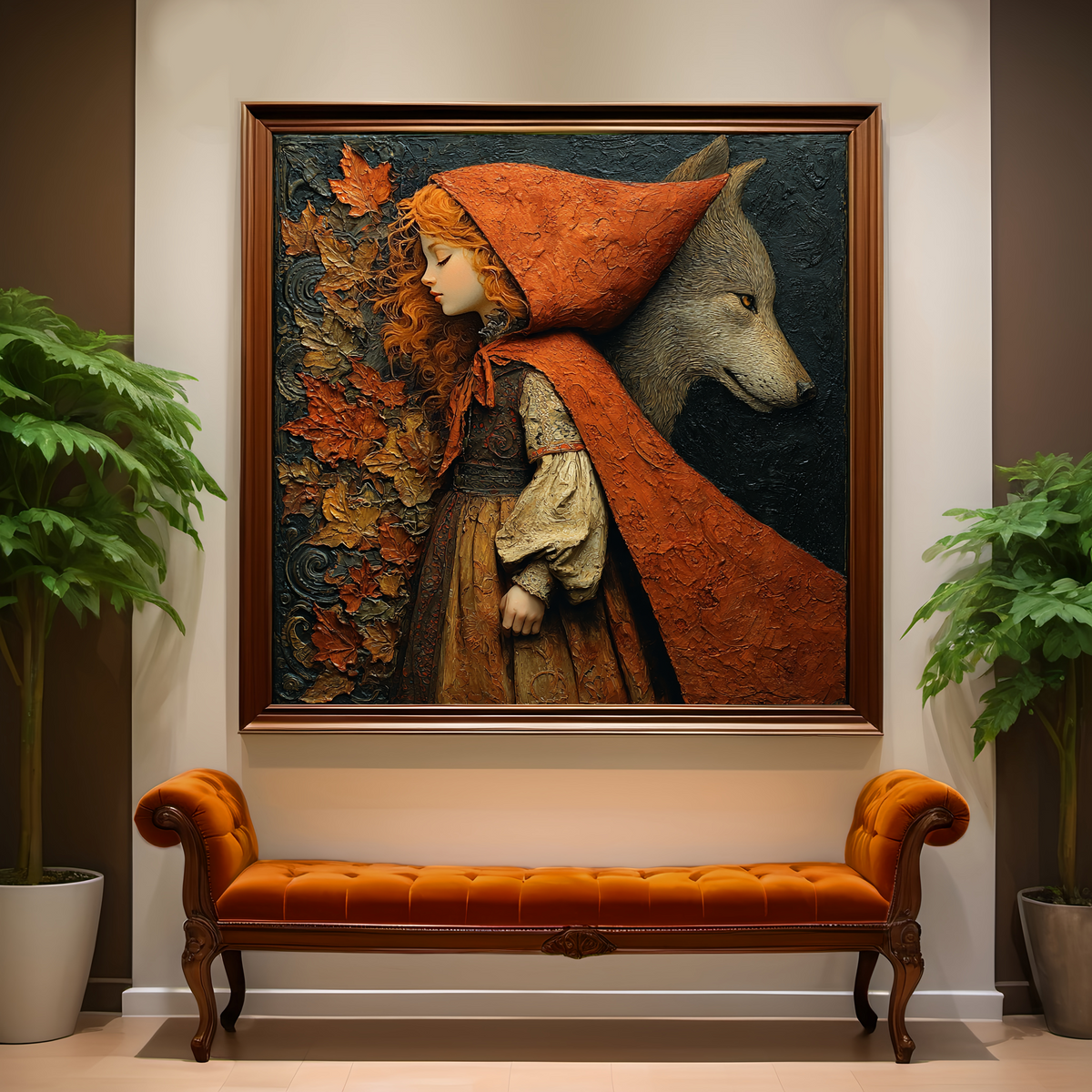 Little Red Riding Hood Wolf Art: Autumn Folklore Storybook Wall Decor (Digital Download)
