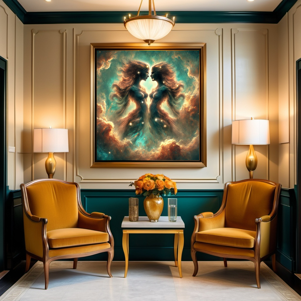 Gemini Celestial Reflections Zodiac Twins Constellation Astrology Fantasy Wall Art (Digital Download)