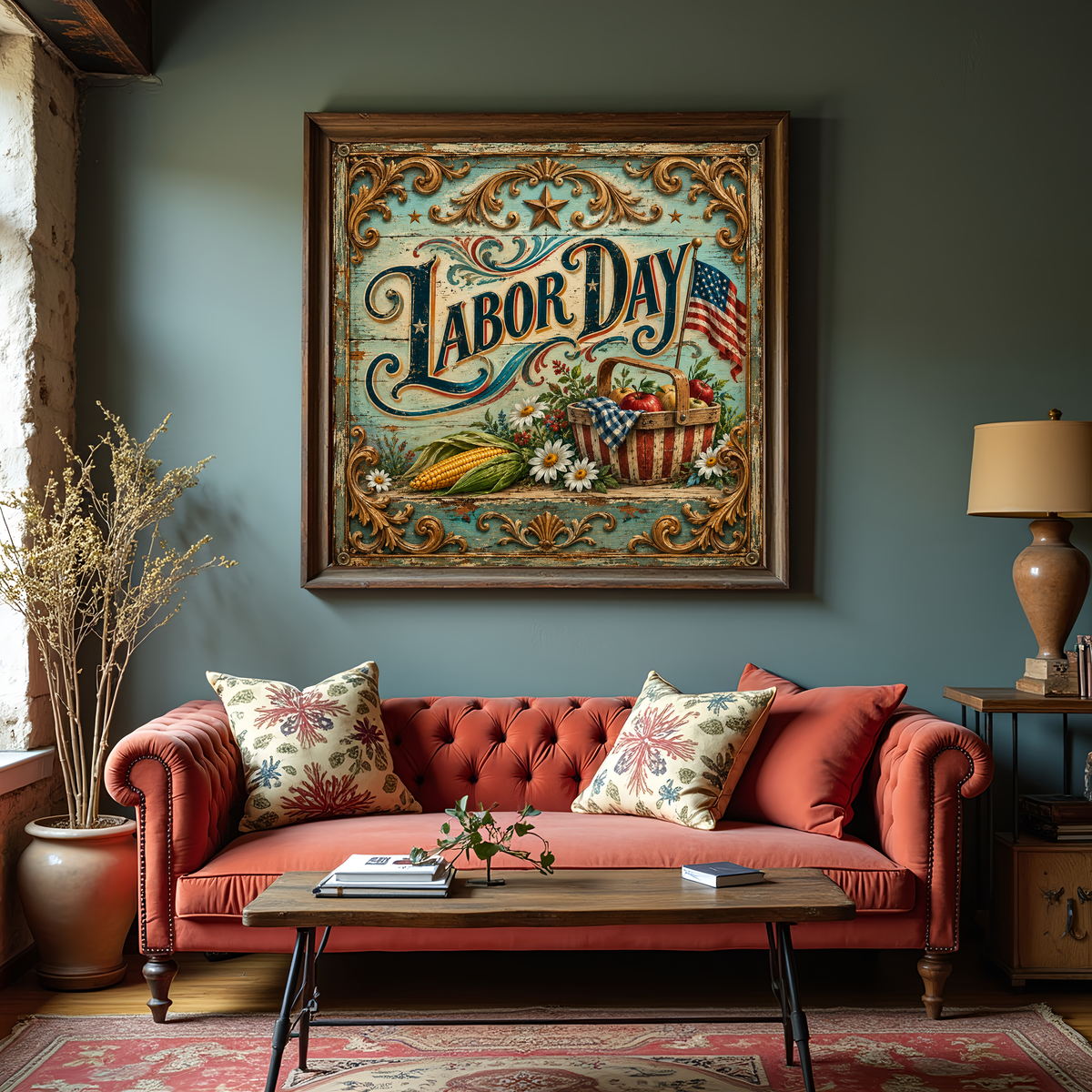 Labor Day Sign Vintage Americana Farmhouse Patriotic Country Harvest Decor (Digital Download)