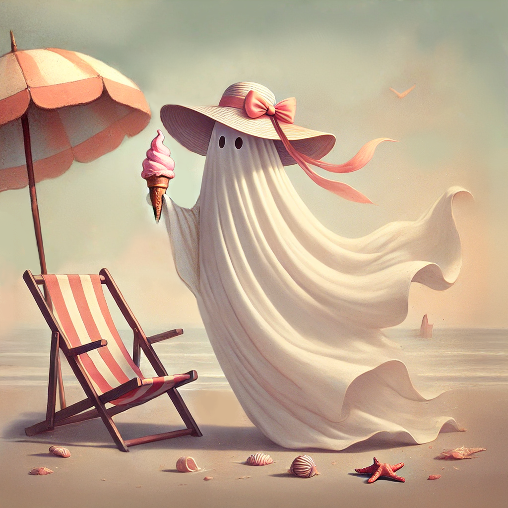 Coral at the Beach Ghost Beach Print: Vintage Halloween Art (Digital Download)