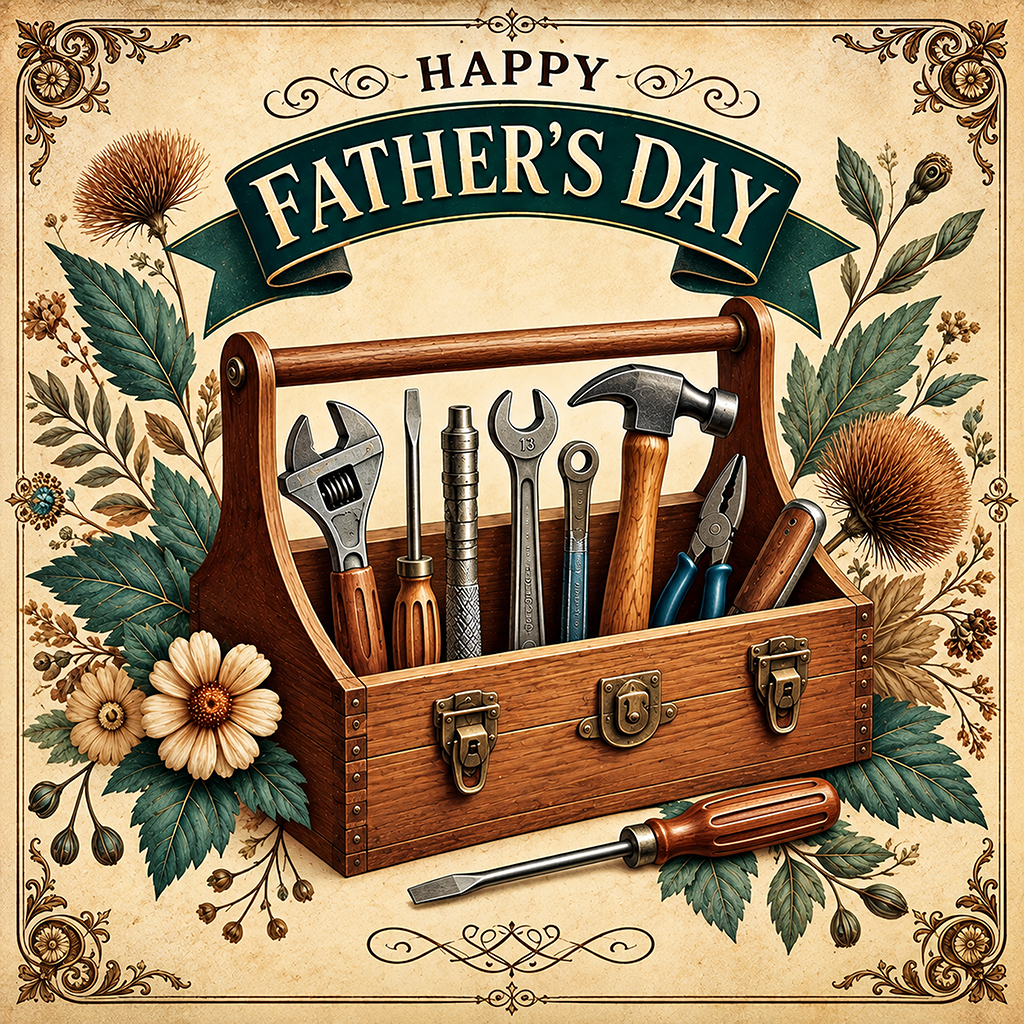 Vintage Father's Day Toolbox Sign: Floral Rustic Wall Art (Digital Download)