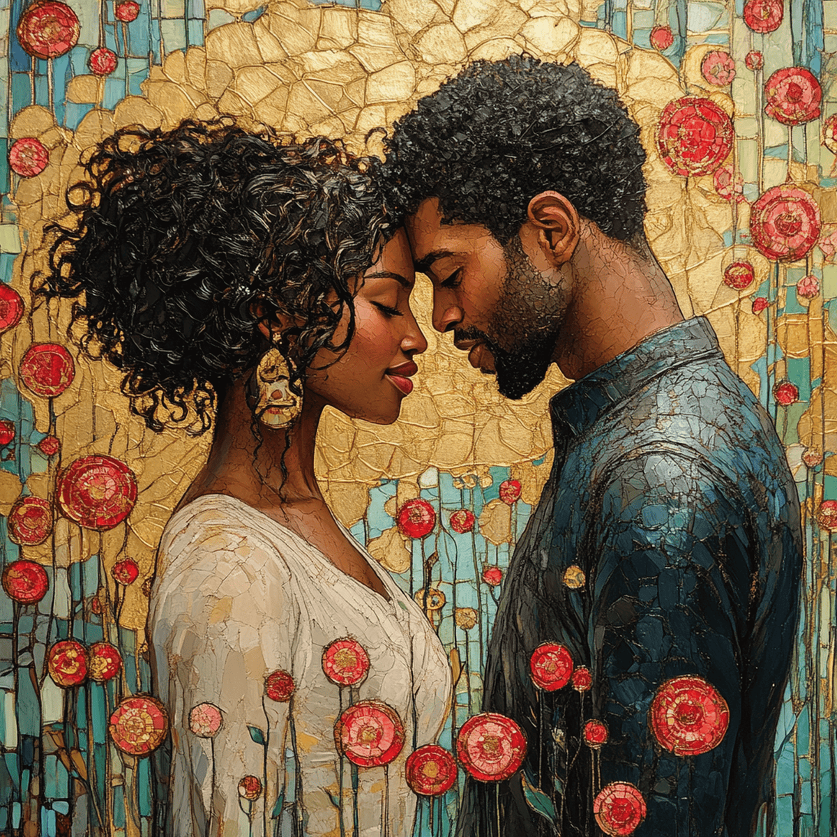 Romantic Couple Oil Painting Print: Love Portrait Wall Decor (Digital Download)