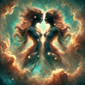 Gemini Celestial Reflections Zodiac Twins Constellation Astrology Fantasy Wall Art (Digital Download)