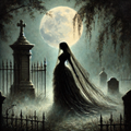 Ghost Bride Graveyard Art: Gothic Halloween Cemetery Print (Digital Download)