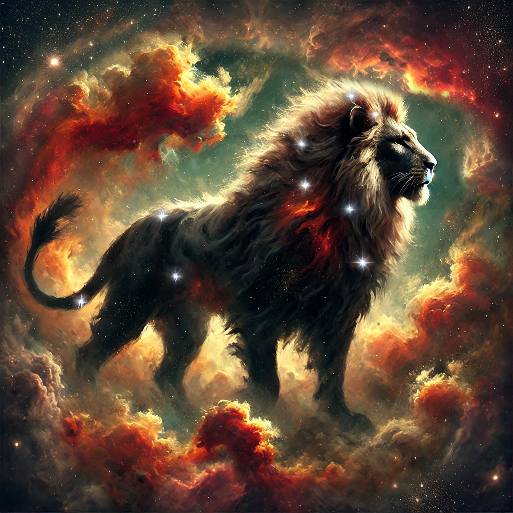 Leo Zodiac Constellation Lion Celestial Nebula Fantasy Astrology Wall Art (Digital Download)