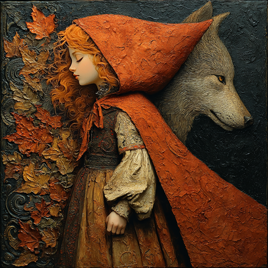 Little Red Riding Hood Wolf Art: Autumn Folklore Storybook Wall Decor (Digital Download)
