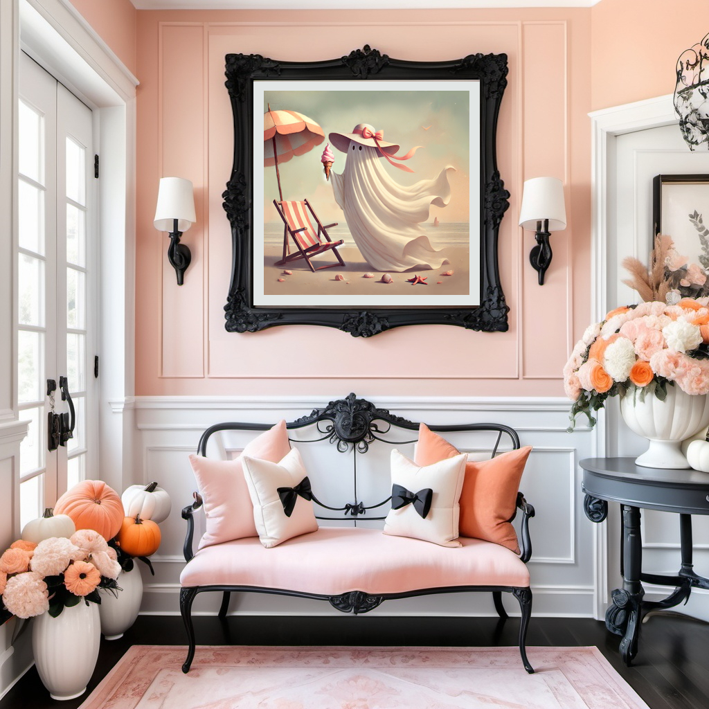 Coral at the Beach Ghost Beach Print: Vintage Halloween Art (Digital Download)
