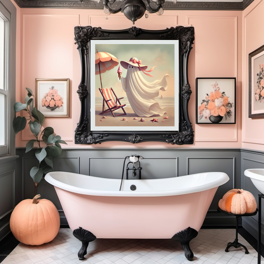 Coral at the Beach Ghost Beach Print: Vintage Halloween Art (Digital Download)