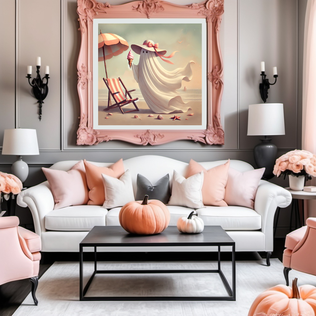 Coral at the Beach Ghost Beach Print: Vintage Halloween Art (Digital Download)