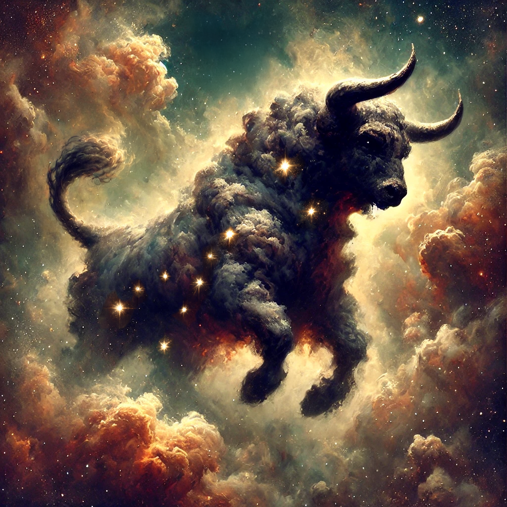 Taurus Strength of the Cosmos Celestial Bull Zodiac Astrology Fantasy Wall Art (Digital Download)