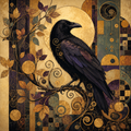 The Gilded Raven Art Nouveau Gothic Bird Autumn Wall Art (Digital Download)