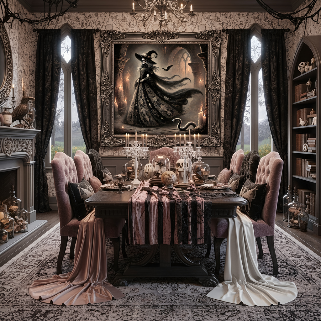 Gothic Witch Skeleton Art Print: Dark Fantasy Halloween Decor (Digital Download)