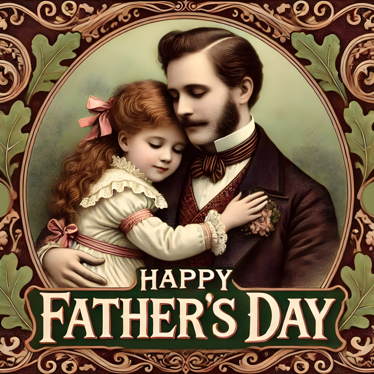 Victorian Father's Day Art Print: Antique Style Father & Daughter (Digital Download)
