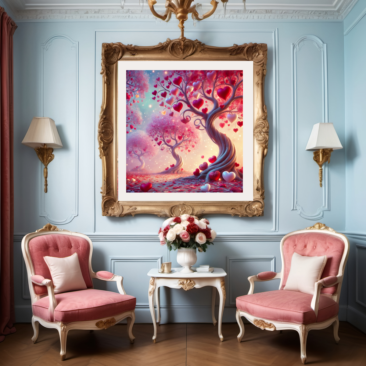 Whimsical Heart Trees Print: Valentine's Day Magical Forest (Digital Download)