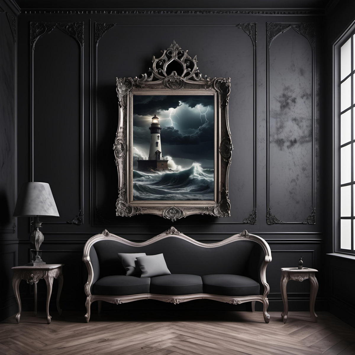 Stormy Sea Lighthouse Print: Dramatic Coastal Nautical Wall Art (Digital Download)