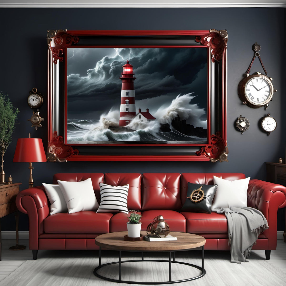 Stormy Sea Lighthouse Print: Coastal Nautical Digital Art (Digital Download)