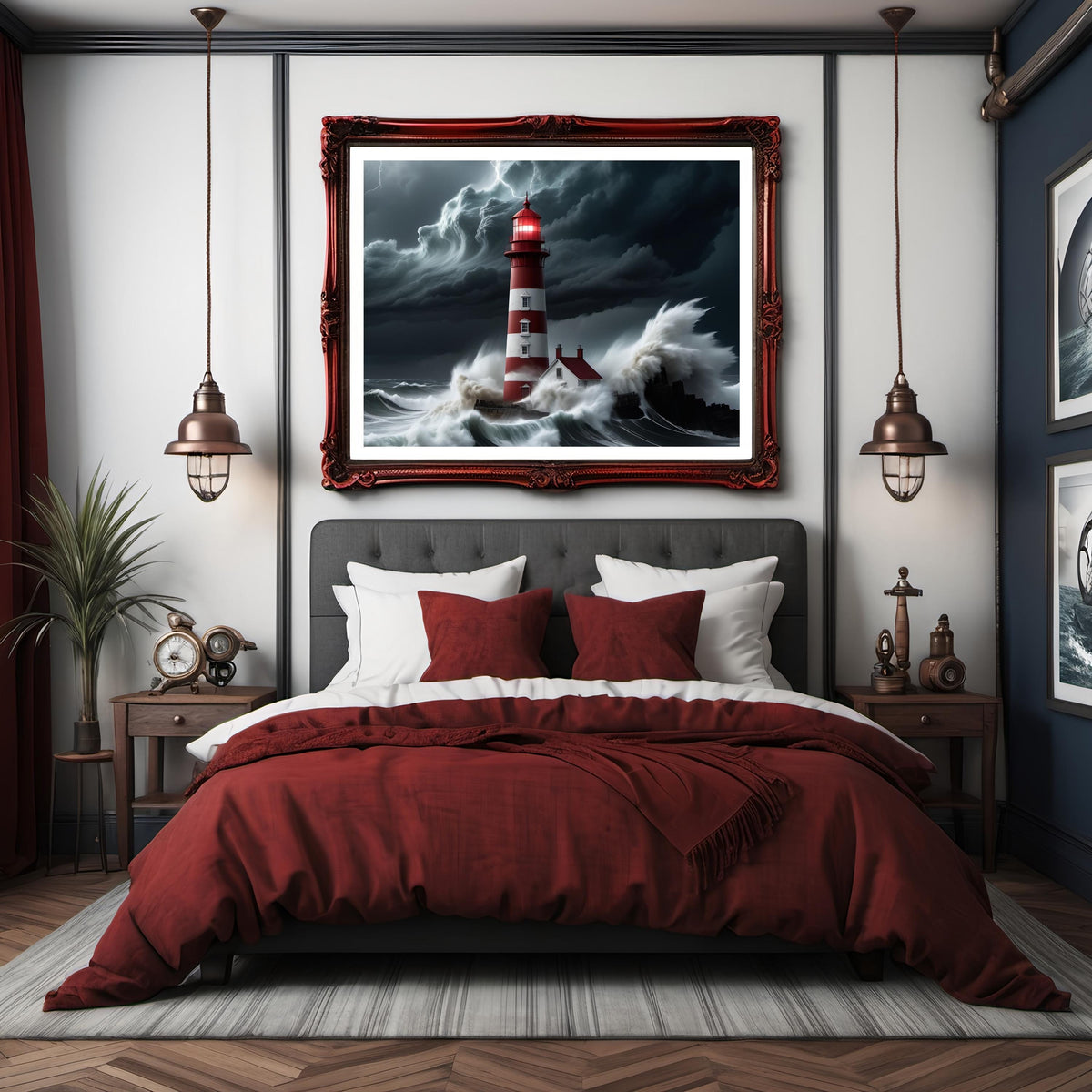 Stormy Sea Lighthouse Print: Coastal Nautical Digital Art (Digital Download)