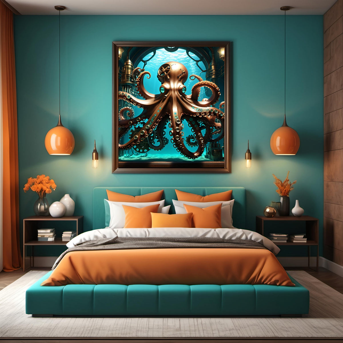 Steampunk Octopus Art Print: Vintage Nautical Fantasy (Digital Download 4096x4096px)
