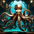 Steampunk Octopus Art Print: Vintage Nautical Fantasy (Digital Download 4096x4096px)