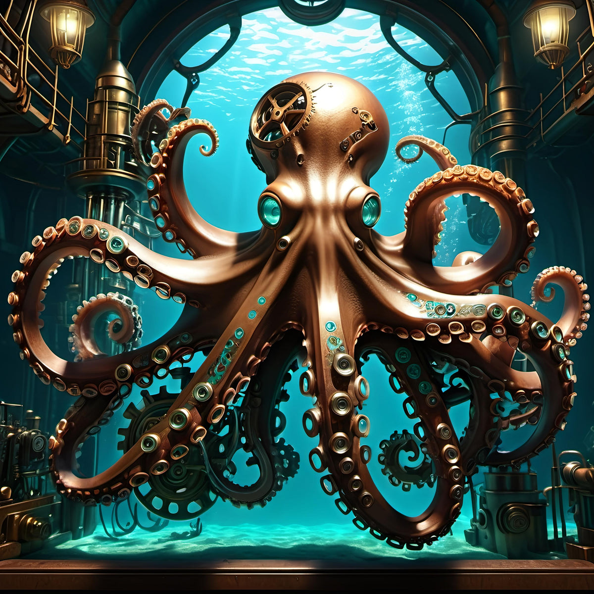 Steampunk Octopus Art Print: Vintage Nautical Fantasy (Digital Download 4096x4096px)