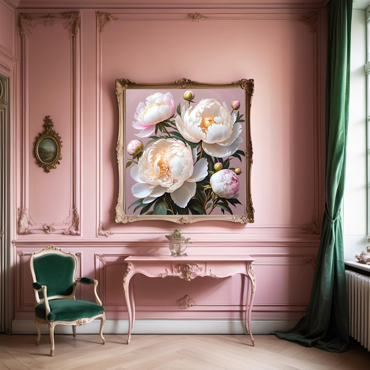 Pink Peony Floral Print: Elegant 4K Digital Painting (Digital Download)