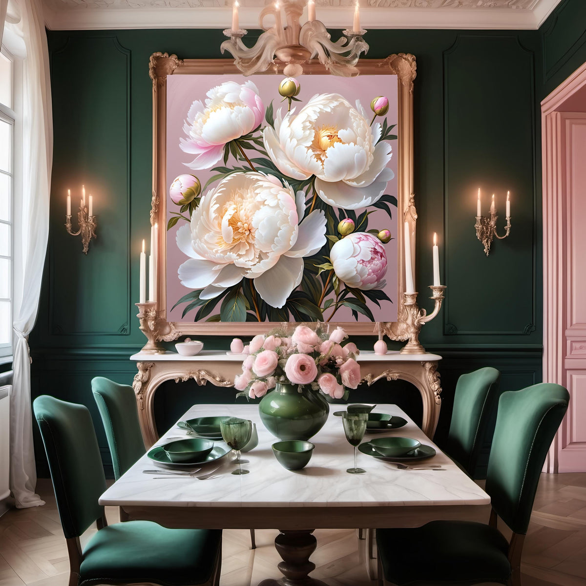 Pink Peony Floral Print: Elegant 4K Digital Painting (Digital Download)