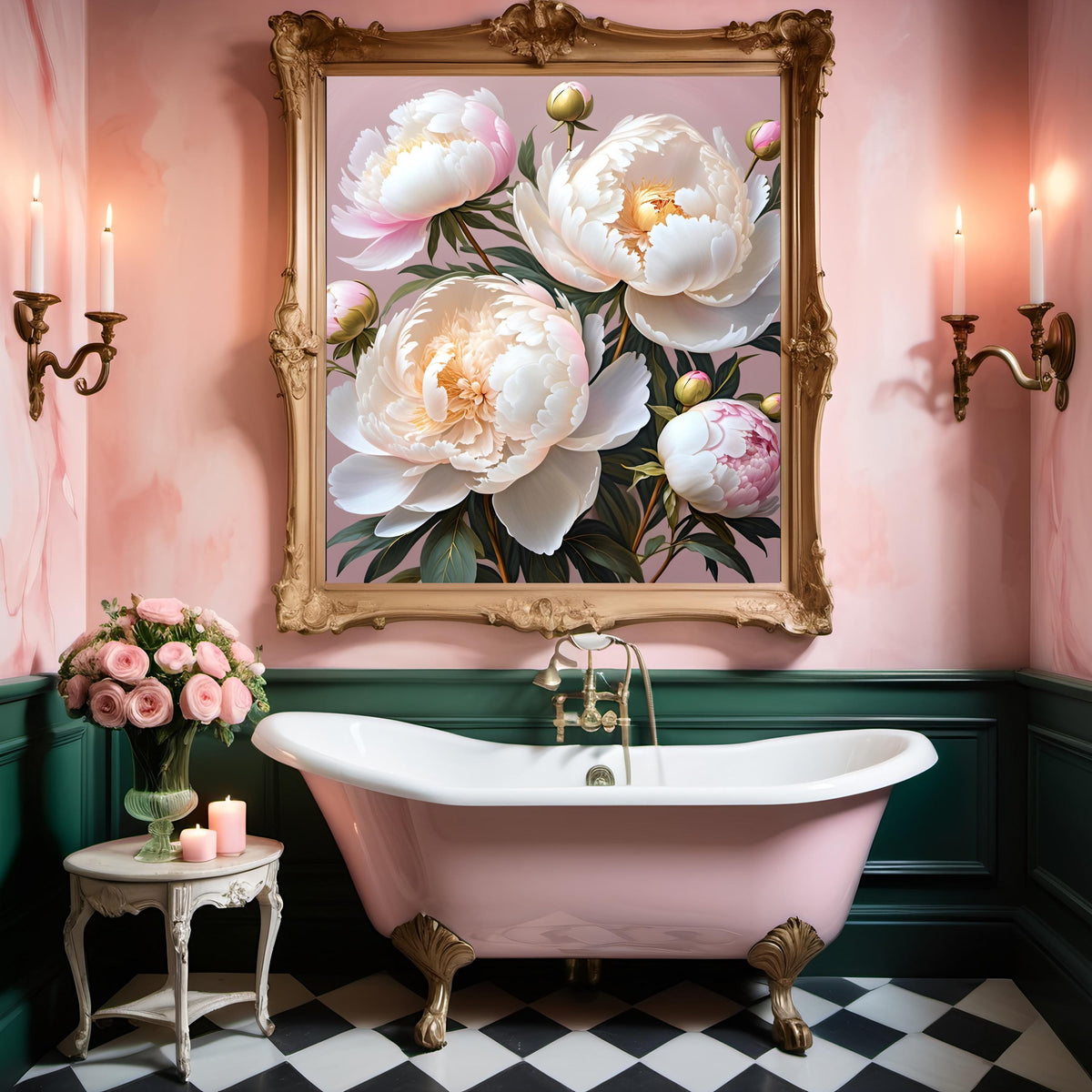 Pink Peony Floral Print: Elegant 4K Digital Painting (Digital Download)