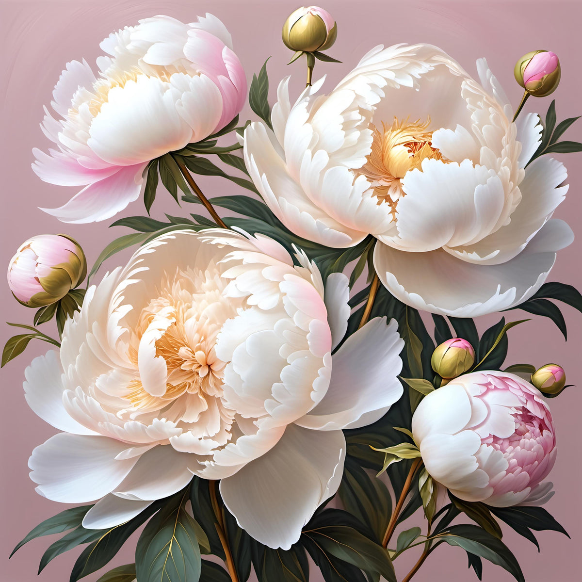 Pink Peony Floral Print: Elegant 4K Digital Painting (Digital Download)
