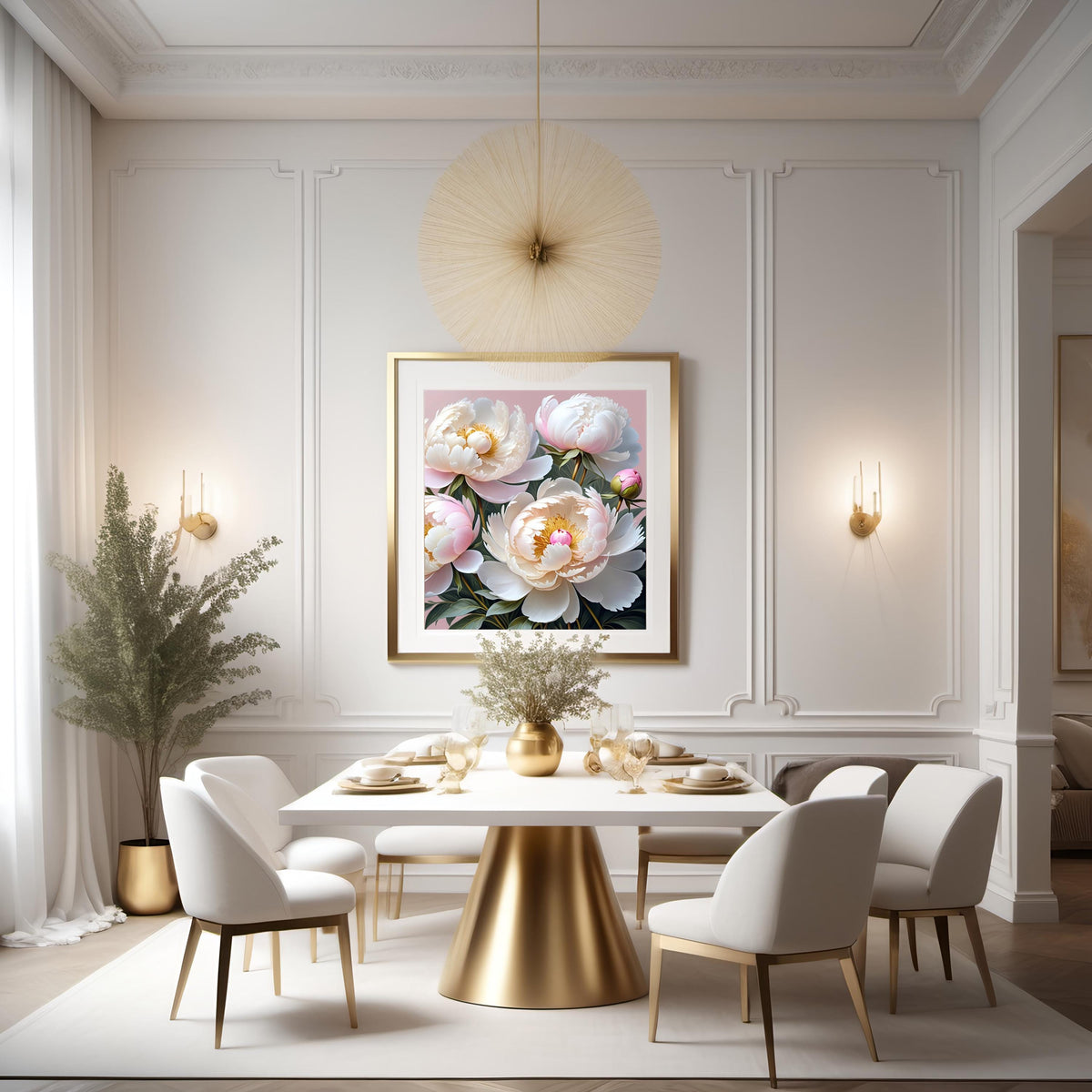 Pink Peony Floral Painting: Elegant Flower Wall Art (Digital Download)