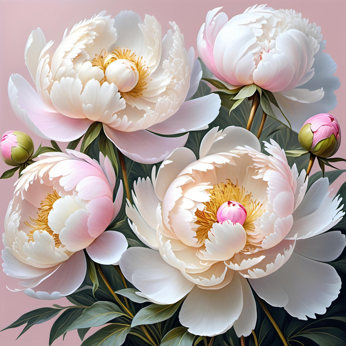 Pink Peony Floral Painting: Elegant Flower Wall Art (Digital Download)