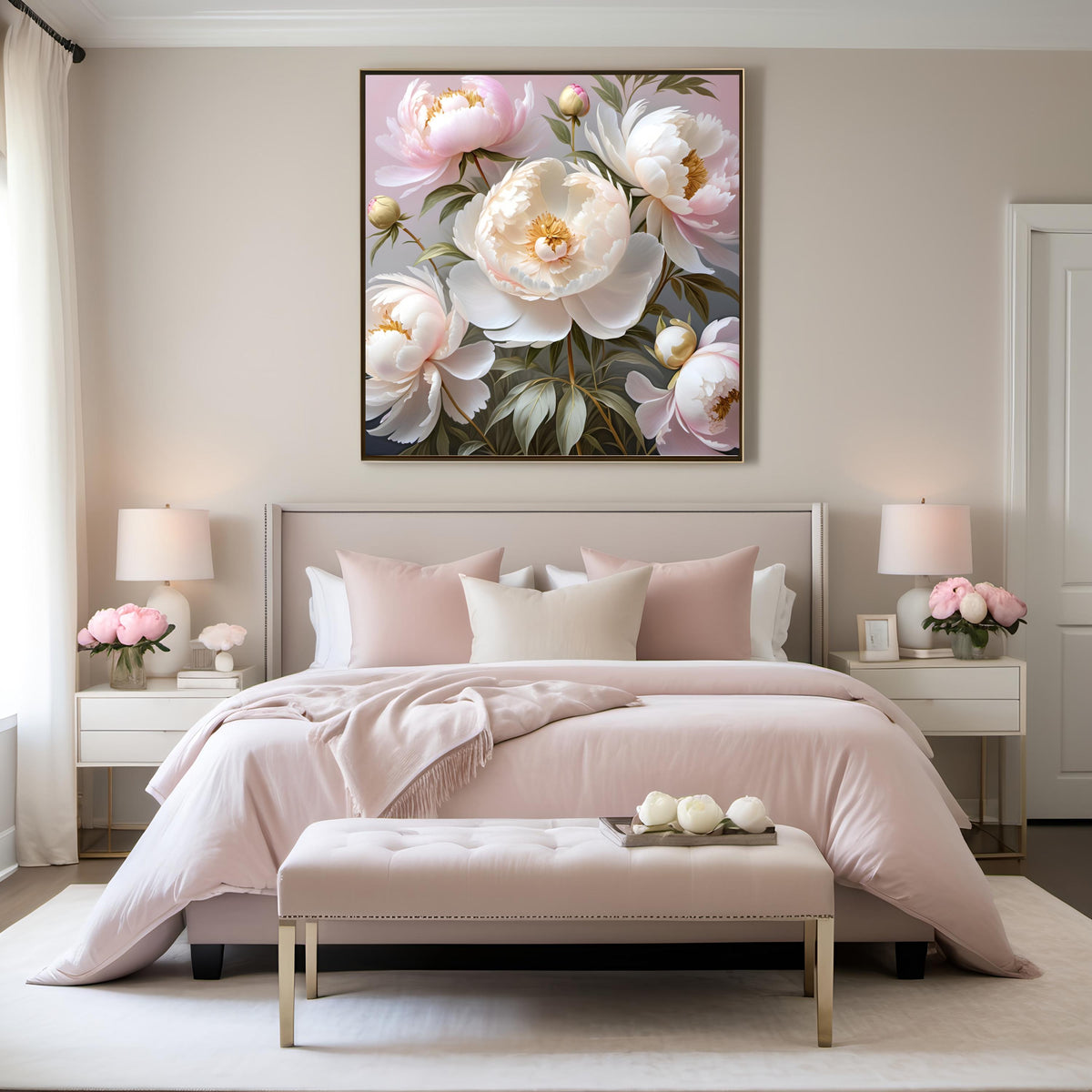 Pink Peony Floral Print: Elegant 4K Wall Art (Digital Download)