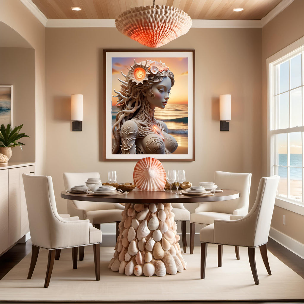 Seashell Goddess Art Print: Fantasy Ocean Sunset (Digital Download)
