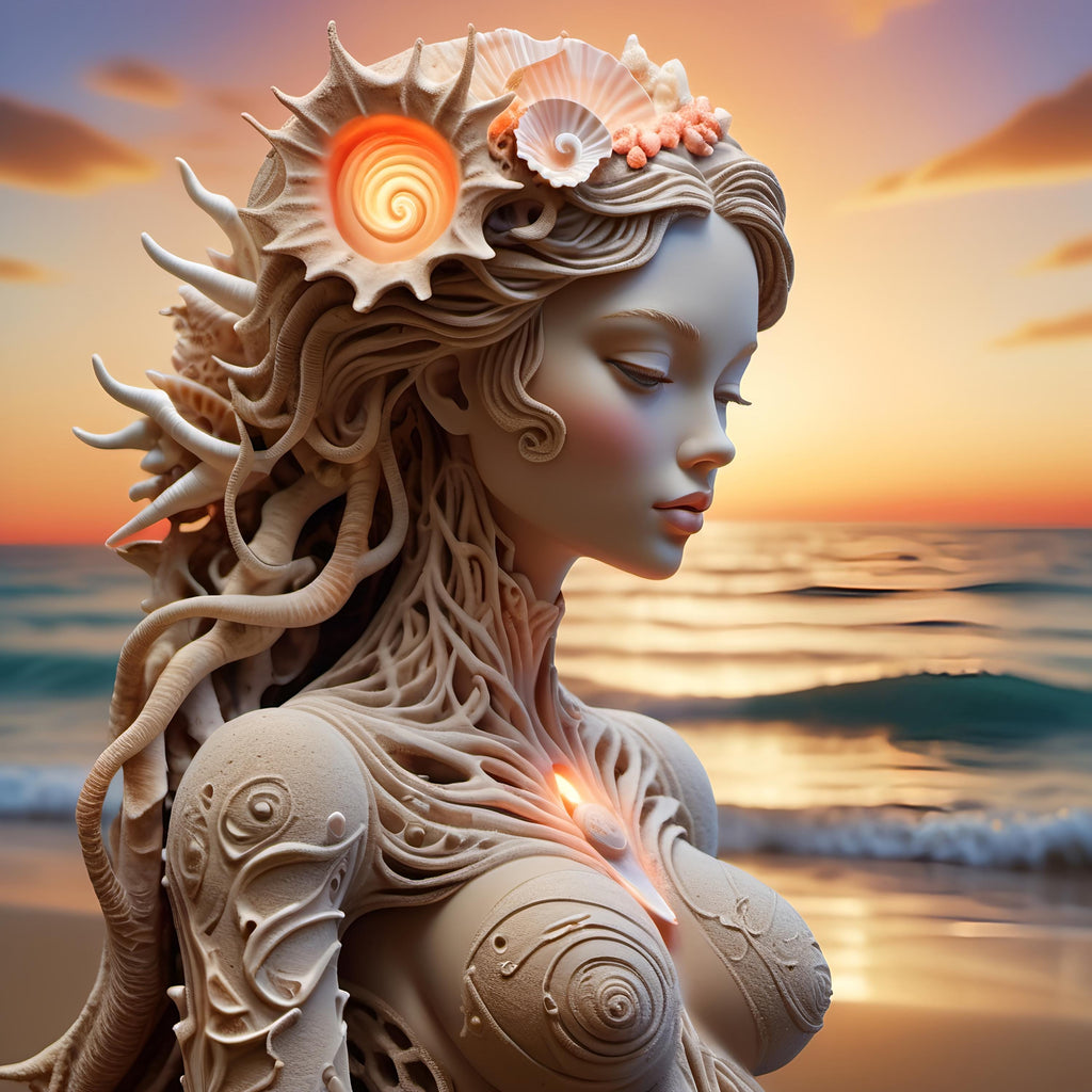 Seashell Goddess Art Print: Fantasy Ocean Sunset (Digital Download)