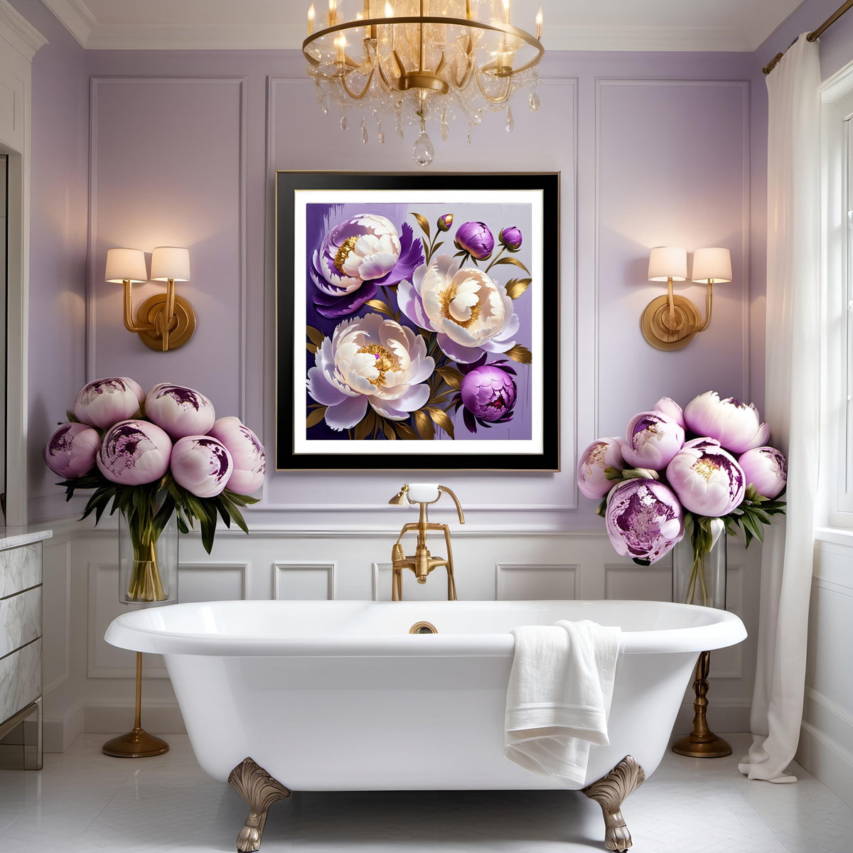 Purple Peony Floral Art Print: Elegant Botanical Wall Decor (Digital Download) 2