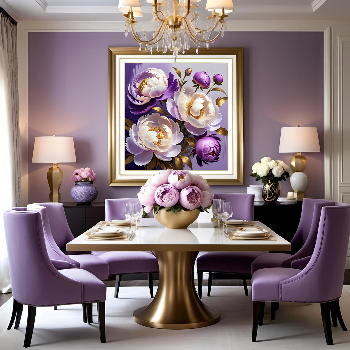 Purple Peony Floral Art Print: Elegant Botanical Wall Decor (Digital Download) 2