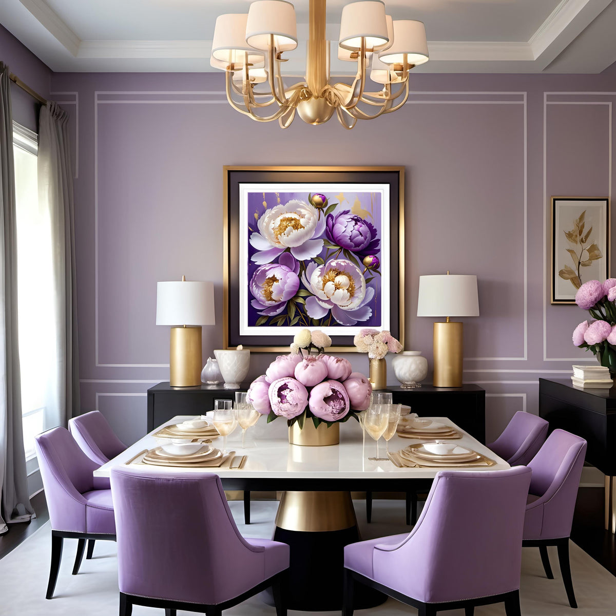 Purple Peony Floral Art Print: Elegant Botanical Wall Decor (Digital Download)