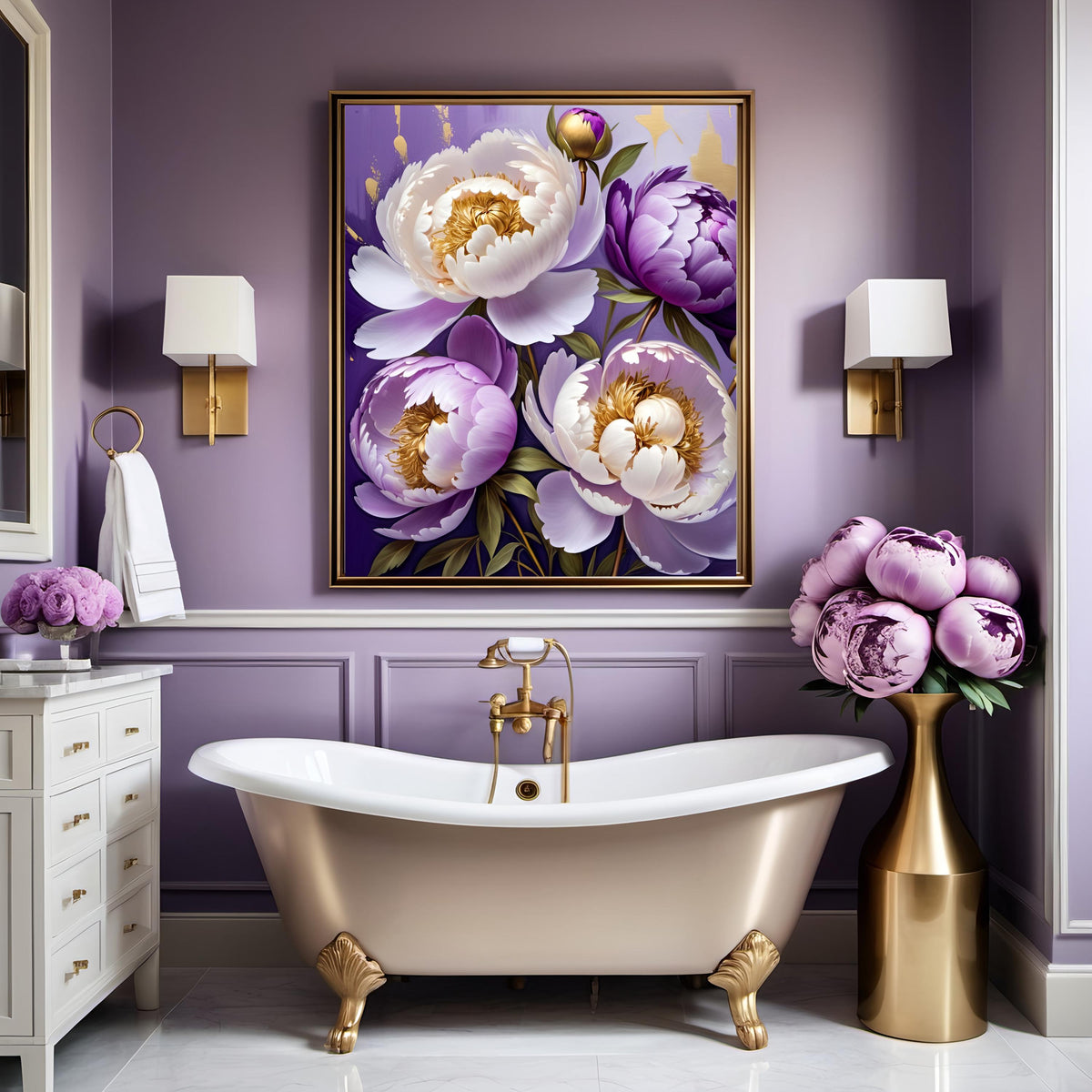 Purple Peony Floral Art Print: Elegant Botanical Wall Decor (Digital Download)