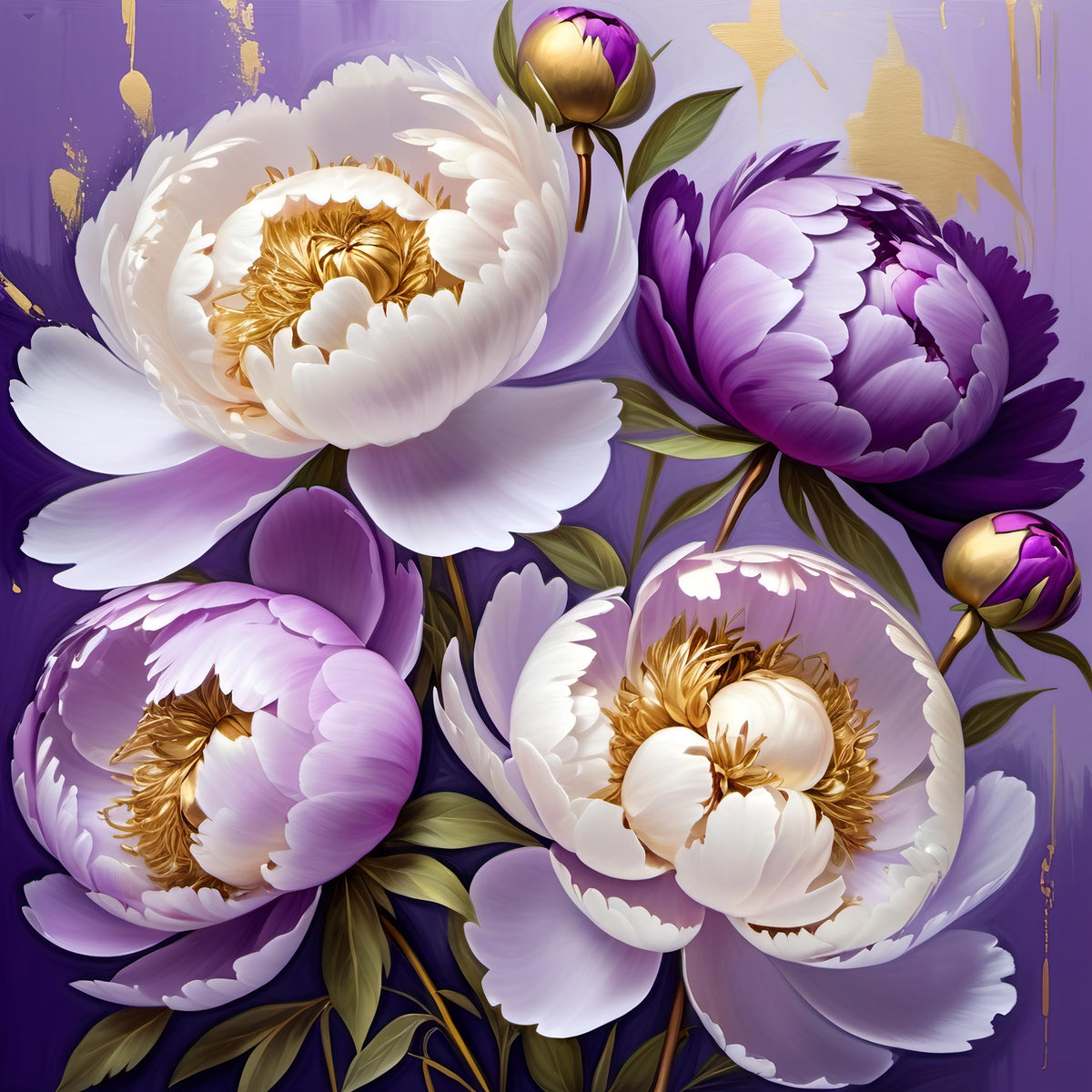 Purple Peony Floral Art Print: Elegant Botanical Wall Decor (Digital Download)
