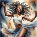 Dancing Woman Watercolor Art Print: Elegant Flowing Fabric (Digital Download) 4