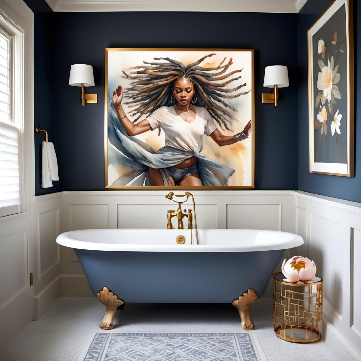 Dancing Woman Watercolor Art Print: Elegant Flowing Fabric (Digital Download)