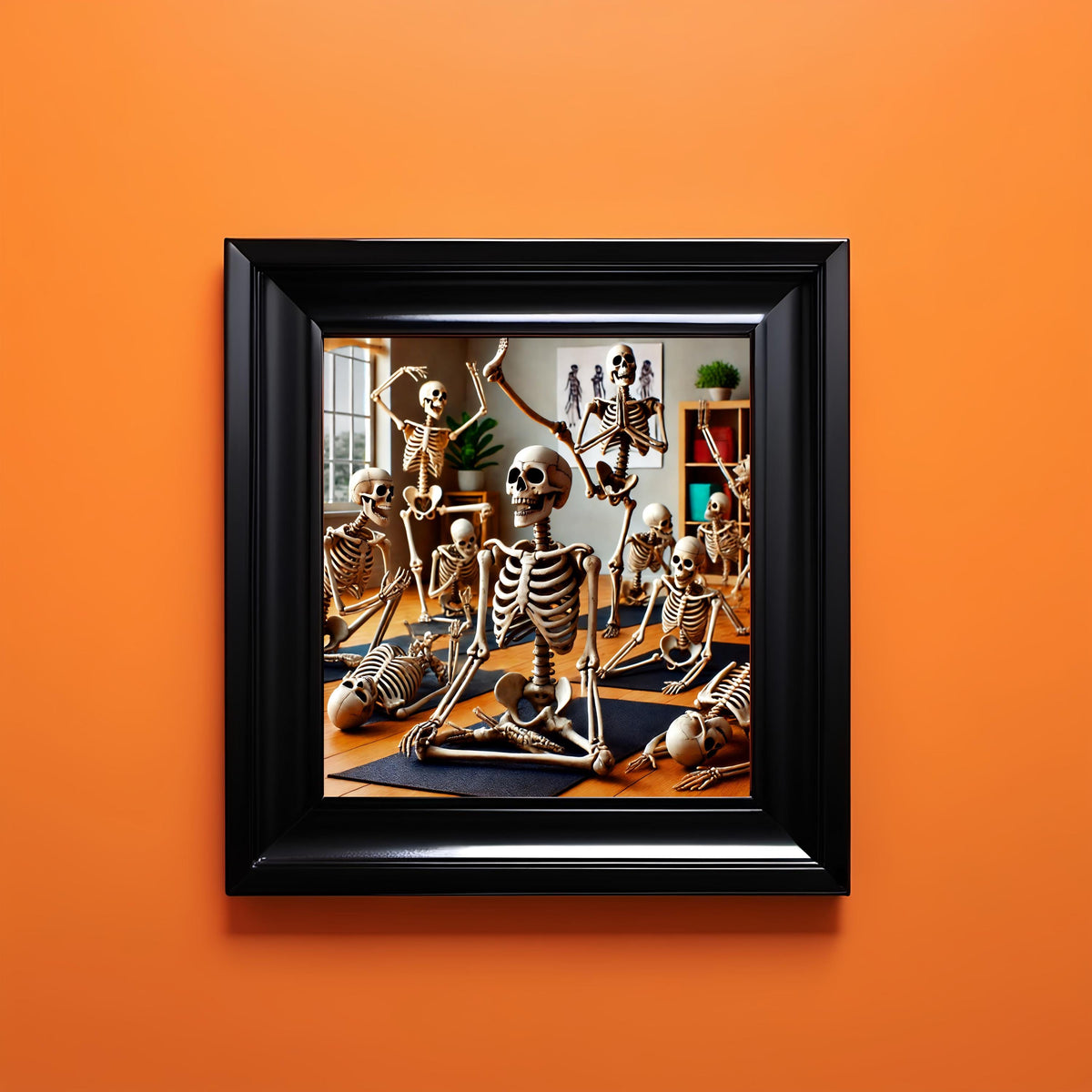 Skeleton Yoga Print: Funny Halloween Art, Spooky Whimsical Decor (Digital Download) 2