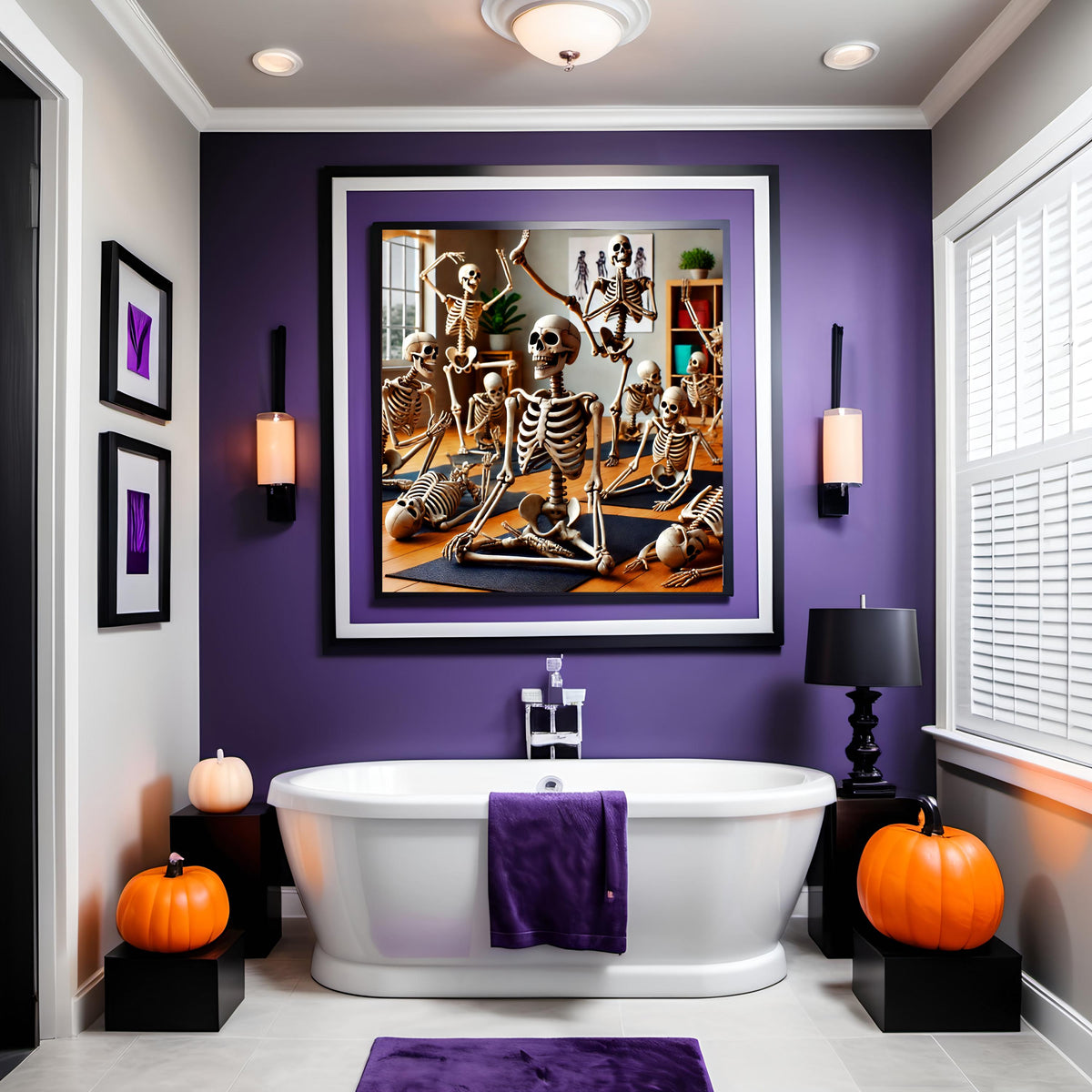 Skeleton Yoga Print: Funny Halloween Art, Spooky Whimsical Decor (Digital Download) 2