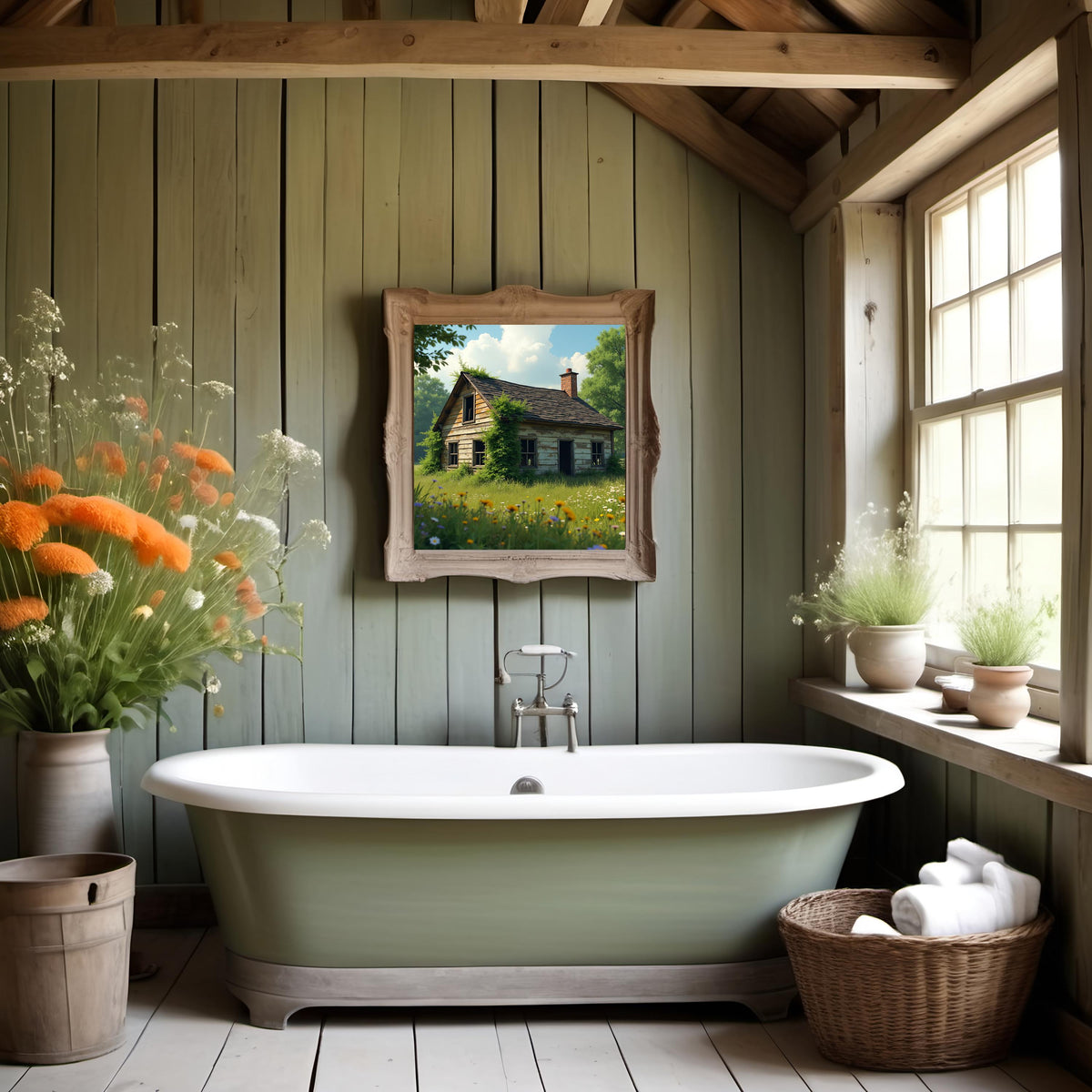Rustic Farmstead Digital Print: Vintage Countryside Wall Art (Instant Download)