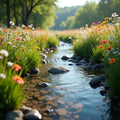 Wildflower Meadow Brook Print: Tranquil Nature Landscape Art (Digital Download)