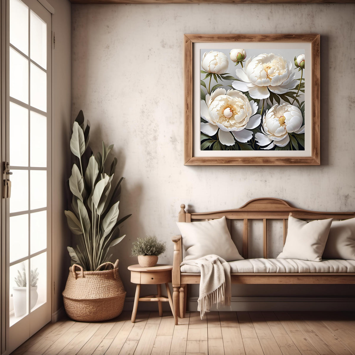 White Peony Floral Print: Elegant Botanical Wall Art (Digital Download) 2